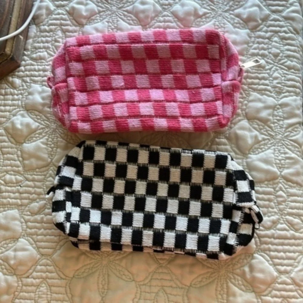 Zipper Bags One Pink And White And Black And White Check NWOT